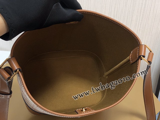 Celine專櫃賽琳2023新款七夕限定紅色壓花TRIOMPHE帆布nano小號水桶包 191132s sldj2392